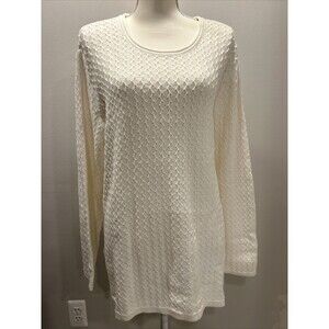 Karen Scott White long sleeve Sweater Knit New W Tags Size 2x Cotton